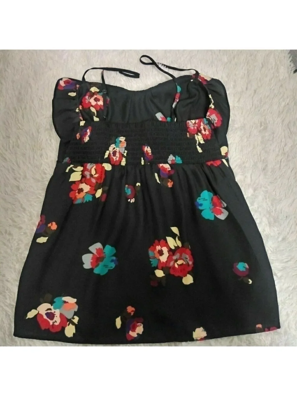 𝅺American Eagle Outfitters Floral Ruffle Spaghetti Strap Pullover Baby Doll Top